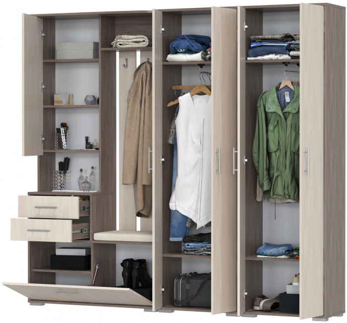 Прихожая Домино 4, бодега тёмный/бодега светлый