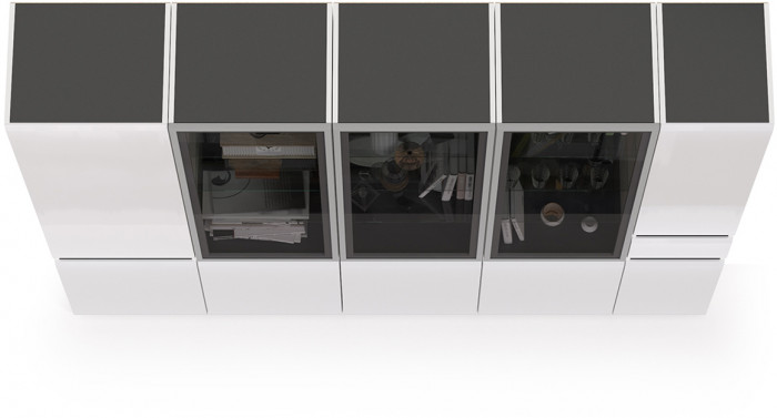 Сидней Комплектация № 020, корпус: белый/чёрный/фасады: МДФ белый глянец