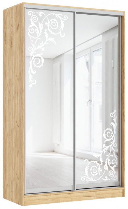 Шкаф-купе Тринити-2 (1,35 м), Дуб крафт золотой