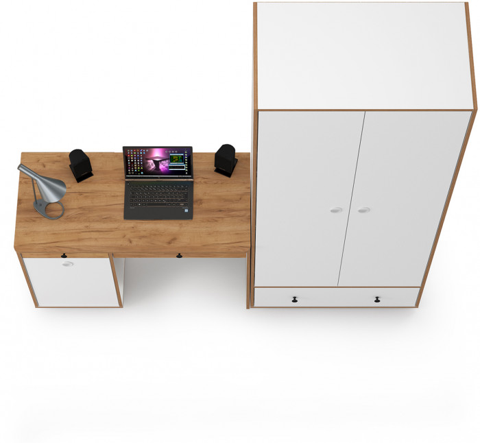 Вуди Компоновка № 21, белый премиум/дуб крафт золотой