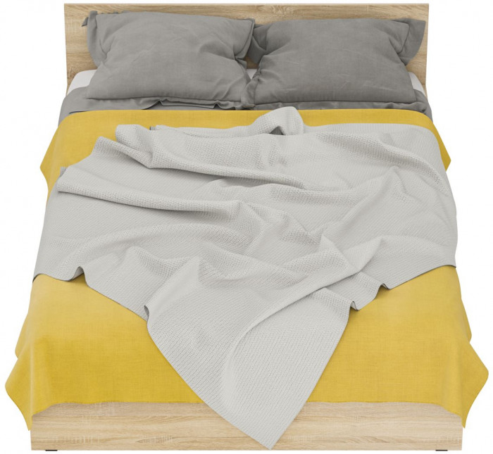 Стандарт Кровать 1400, цвет дуб сонома, ШхГхВ 143,5х203,5х70 см., сп.м. 1400х2000 мм., без матраса, основание есть