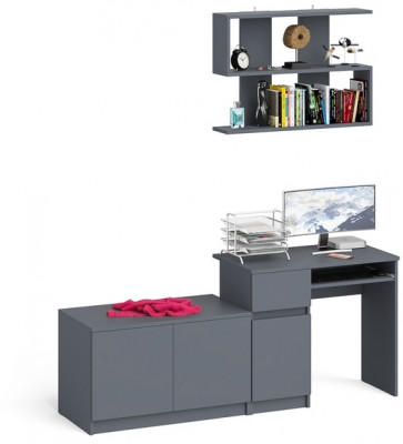 Мори компьютерный стол МС-1 левый + Тумба МА900.1 + Полка 900, графит