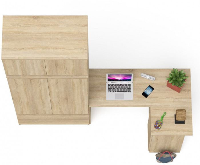 Мори компьютерный стол МС-16 правый + Шкаф МШ900.1 + Антресоль МА900.1, дуб сонома