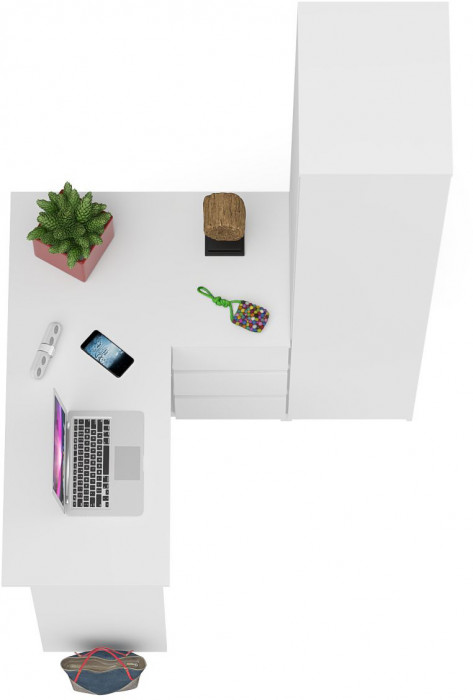 Мори Стол компьютерный МС-16 правый + Пенал МШ400.1, цвет белый, ШхГхВ 164,8х84,9х209,6 см., выдвижные ящики справа, НЕ универсальная сборка