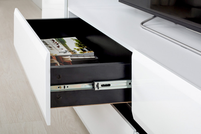 Сидней Комплектация № 021, корпус белый/чёрный/фасады МДФ белый глянец