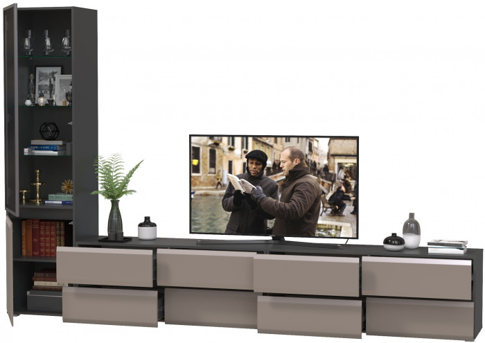 Сидней Комплектация № 129, корпус: антрацит/фасады: МДФ веллюто капучино