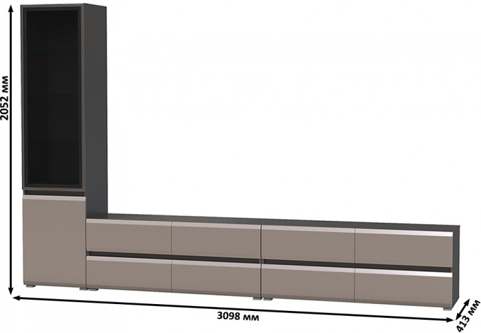 Сидней Комплектация № 129, корпус: антрацит/фасады: МДФ веллюто капучино
