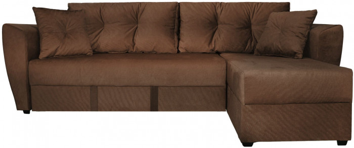 Диван-кровать угловой Амстердам Люкс, 160х200, еврокнижка, велюр, коричневый