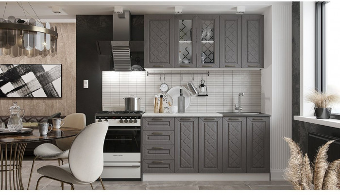 Кухня МДФ Агава 1600, Акация белая/Мята