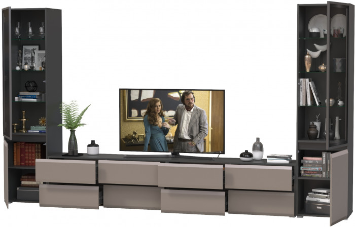 Сидней Комплектация № 130, корпус: антрацит/фасады: МДФ веллюто капучино