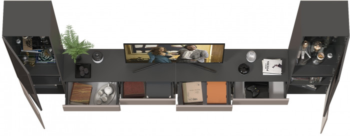 Сидней Комплектация № 130, корпус: антрацит/фасады: МДФ веллюто капучино