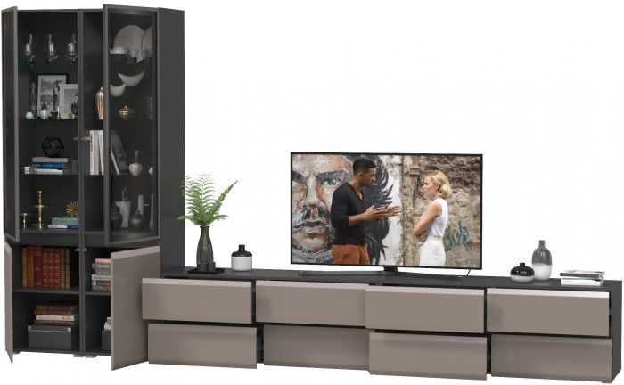 Сидней Комплектация № 130, корпус: антрацит/фасады: МДФ веллюто капучино