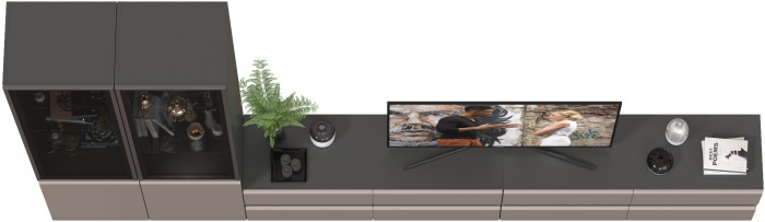 Сидней Комплектация № 130, корпус: антрацит/фасады: МДФ веллюто капучино