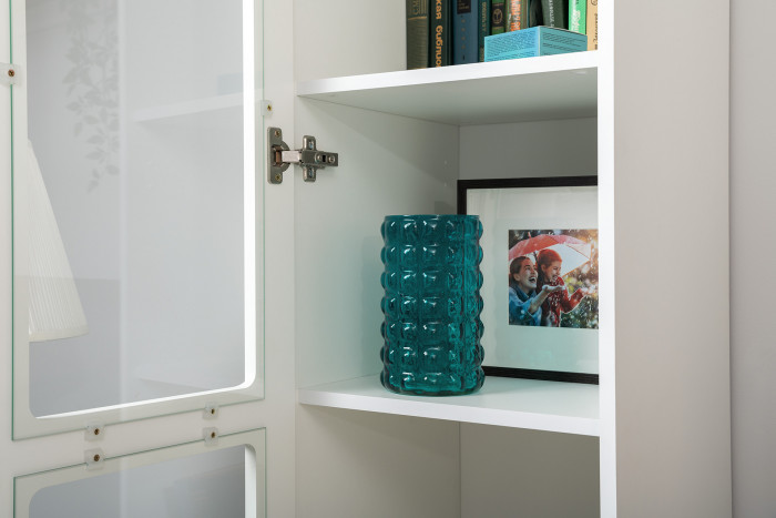 Остин 13.227 Шкаф-пенал, цвет белый шагрень/дуб крафт золотой, ШхГхВ 40х41,8х229,8 см., универсальная сборка