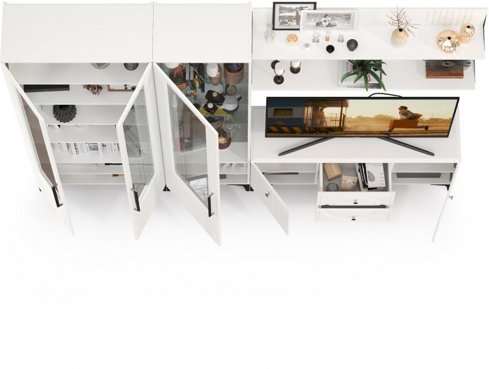 Валенсия Гостиная № 078, ЛДСП белый шагрень/МДФ белый шагрень