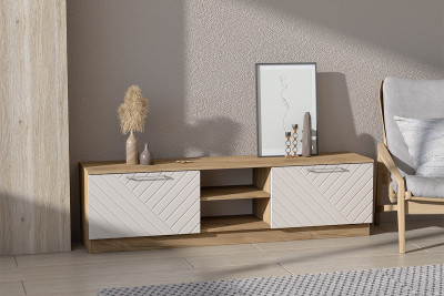 Тумба для ТВ-техники напольная "Иннэс-7", Крафт золотой/Тирамису матовый