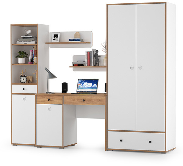 Вуди Компоновка № 23, белый премиум/дуб крафт золотой