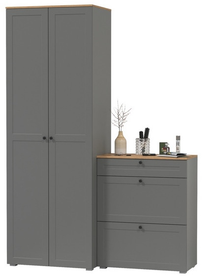 Остин Прихожая 05, цвет серый графит/дуб крафт золотой, ШхГхВ 160х54,3х229,6 см., универсальная сборка