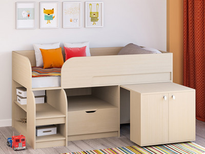 Кровать чердак Астра 9 V9 Дуб молочный/Дуб молочный