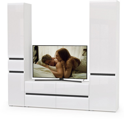 Сидней Комплектация № 022, корпус: белый/чёрный/фасады: МДФ белый глянец