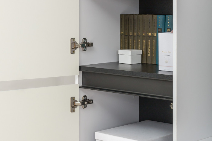 Сидней Комплектация № 022, корпус: белый/чёрный/фасады: МДФ белый глянец