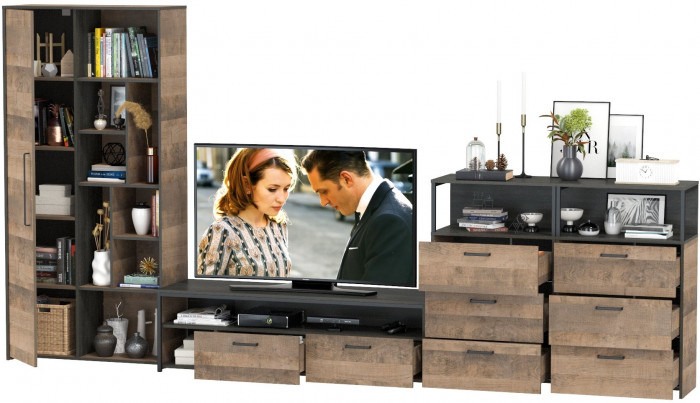 Трувор Гостиная 104, дуб гранж песочный/интра