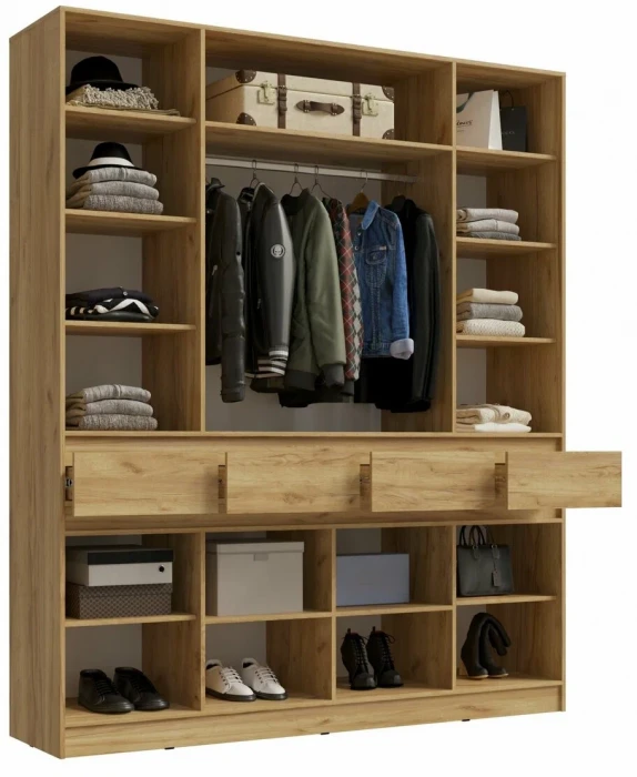 Прихожая Роджина Шкаф 4-х ств (Дуб крафт/Белый глянец)