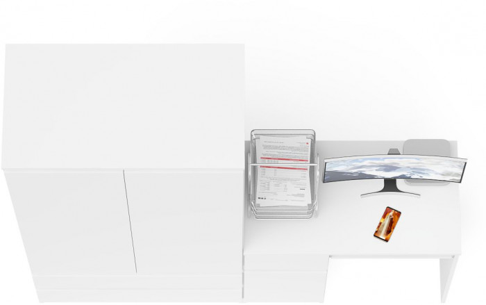 Мори Стол компьютерный МС-1 левый + Шкаф МШ900.1, цвет белый, ШхГхВ 180,4х50,4х179,6 см., выдвижной ящик слева, НЕ универсальная сборка