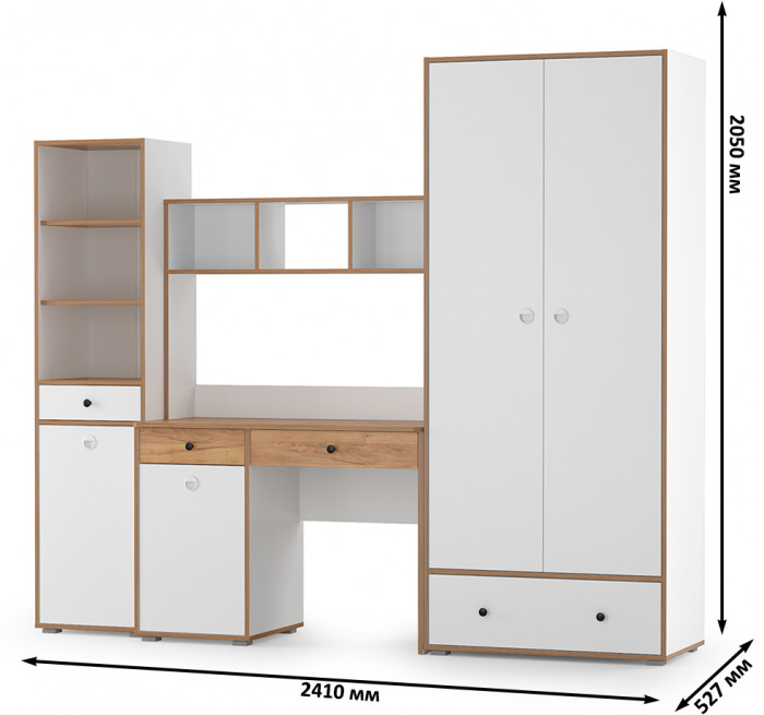 Вуди Компоновка № 24, белый премиум/дуб крафт золотой