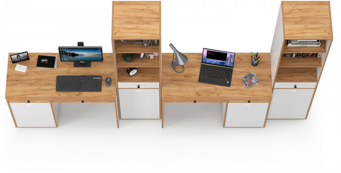 Вуди Компоновка № 14, цвет белый премиум/дуб крафт золотой, ШхГхВ 310х52,7х180,3 см., универсальная сборка