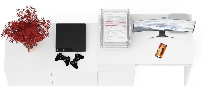 Мори компьютерный стол МС-1 левый + Тумба МА900.1, белый