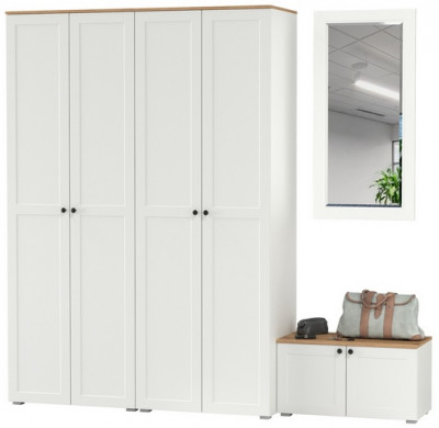 Остин Прихожая 30, белый шагрень/дуб крафт золотой