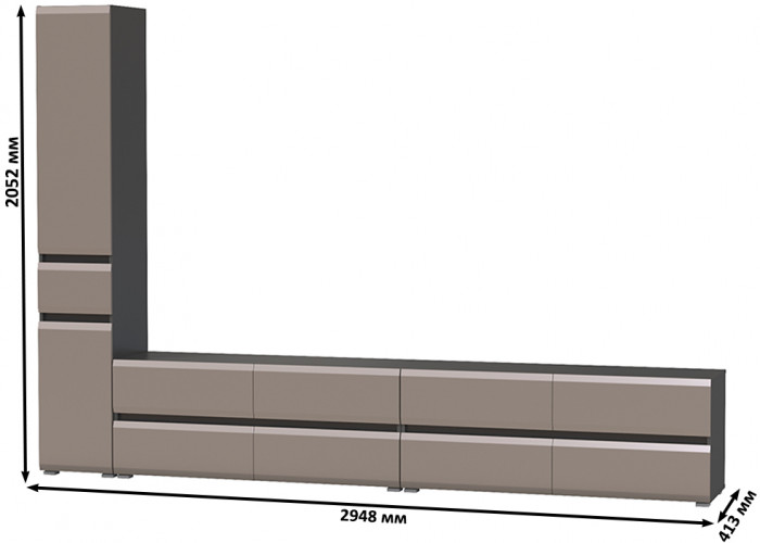 Сидней Комплектация № 132, корпус: антрацит/фасады: МДФ веллюто капучино