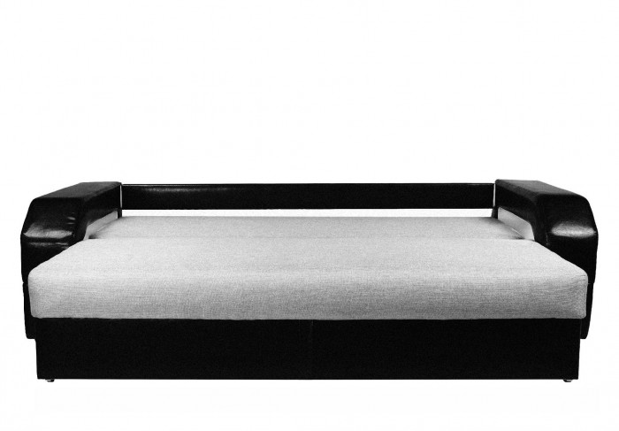 Диван еврокнижка Манчестер с подсветкой,  160 рогожка серая/экокожа черная