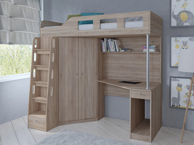 Кровать чердак Астра 7 Сонома/Сонома