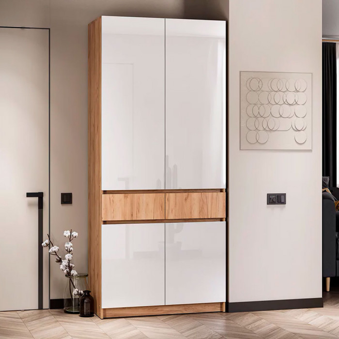 мс для прихожей Стоуби ШК-1000 дуб крафт золотой/глянец белый