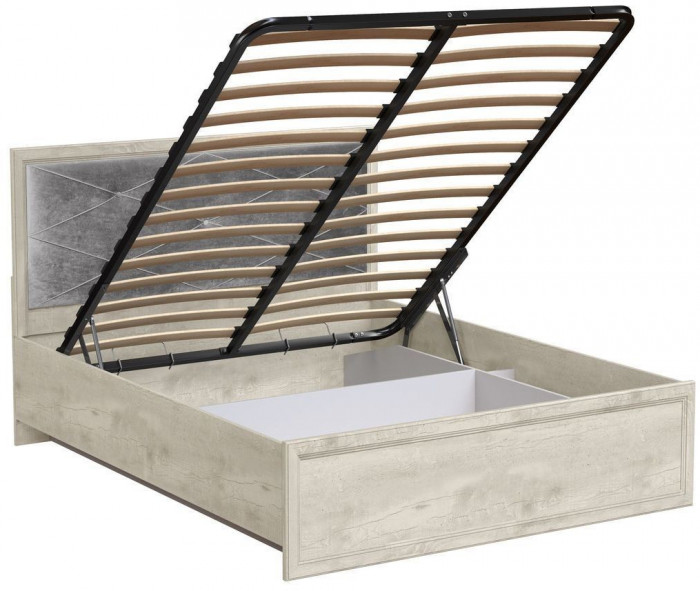 Кровать Сохо 32.26-01 (1400)с под. мех. бетон белый/бетон патина