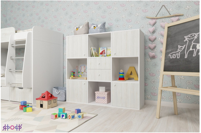 Стеллаж Джери (Ясень Анкор Темный/Ирис)