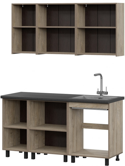 Кухня Этна 1.6 м. Комплект 3, софт грей гиза