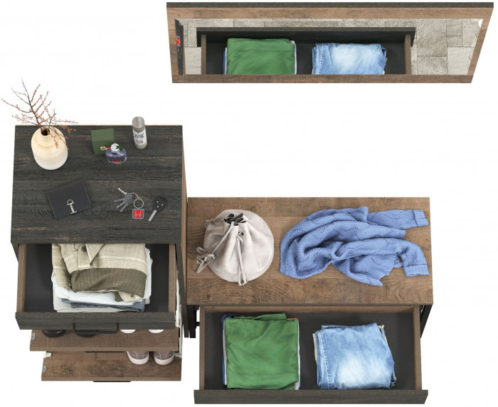 Трувор Прихожая 194, цвет дуб гранж песочный/интра, ШхГхВ 130х37х195 см., универсальная сборка