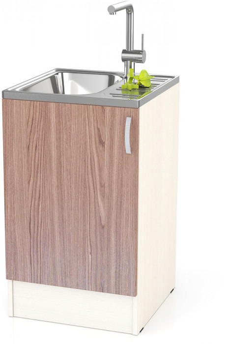 Кухня Мери ШНМ500 Стол под мойку 50 см., цвет дуб/ясень шимо тёмный, ШхГхВ 50х60х85 см., универсальная дверь (столешница в комплект на входит)