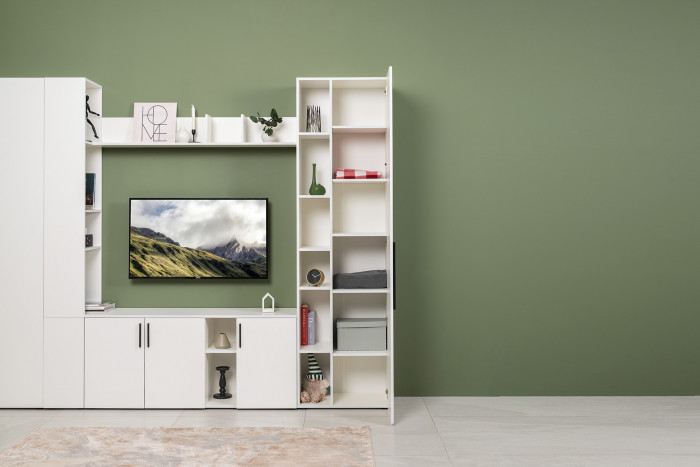 Эйр Гостиная 16.324.02 Шкаф, цвет белый шагрень, ШхГхВ 62х38,1х219,5 см., универсальная сборка