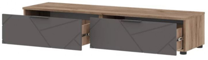 ОРЕГОН ТБ 02 Тумба 1400 (1400х275х400) Фасад МДФ АСФАЛЬТ СУПЕРМАТ,ДУБ КРАФТ ТАБАЧНЫЙ/Корпус ДУБ КРАФТ ТАБАЧНЫЙ