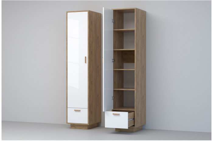 Модульная прихожая ЭГО 1 (Белый глянец/Бетон Светлый)