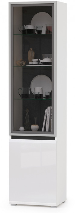 Сидней Комплектация № 024, корпус белый/чёрный/фасады МДФ белый глянец