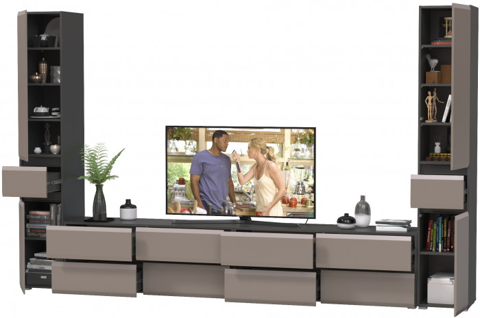 Сидней Комплектация № 133, корпус: антрацит/фасады: МДФ веллюто капучино