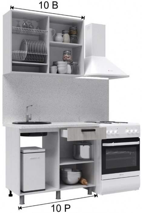 Кухонный гарнитур Осло 1,0м Сакура/Карбон вулкан