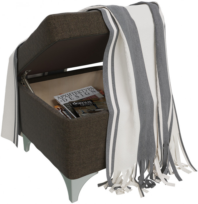 Банкетка 6-5113ТКтем.кор Жозефина-2, ткань тёмно-коричневая, ШхГхВ 46х46х45 см., под сиденьем есть ниша