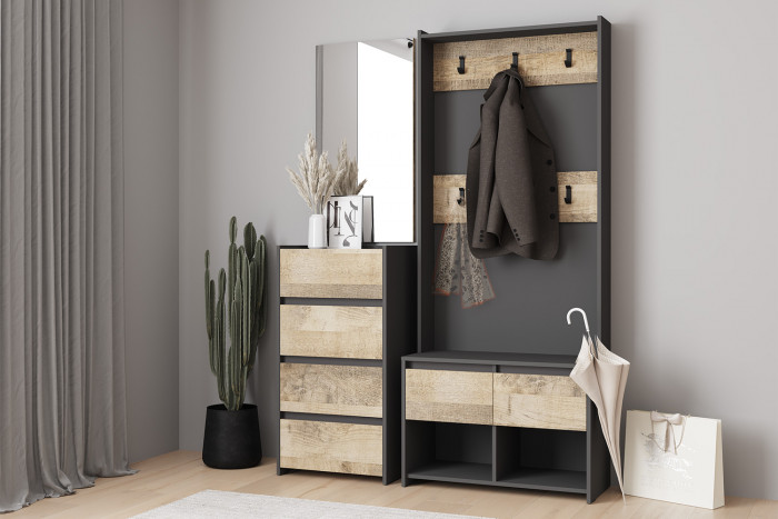 Тумба Денвер 4Я500, Графит, Дуб гранж песочный