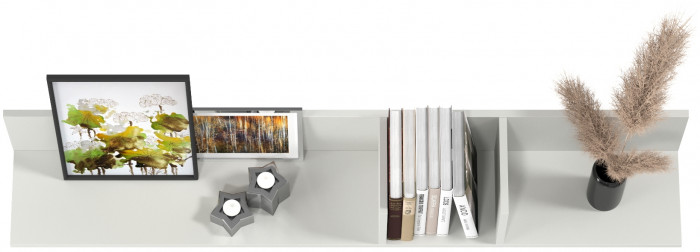 Эйр Гостиная 16.490 Полка навесная открытая, цвет белый шагрень, ШхГхВ 140х22,6х21 см., НЕ универсальная сборка